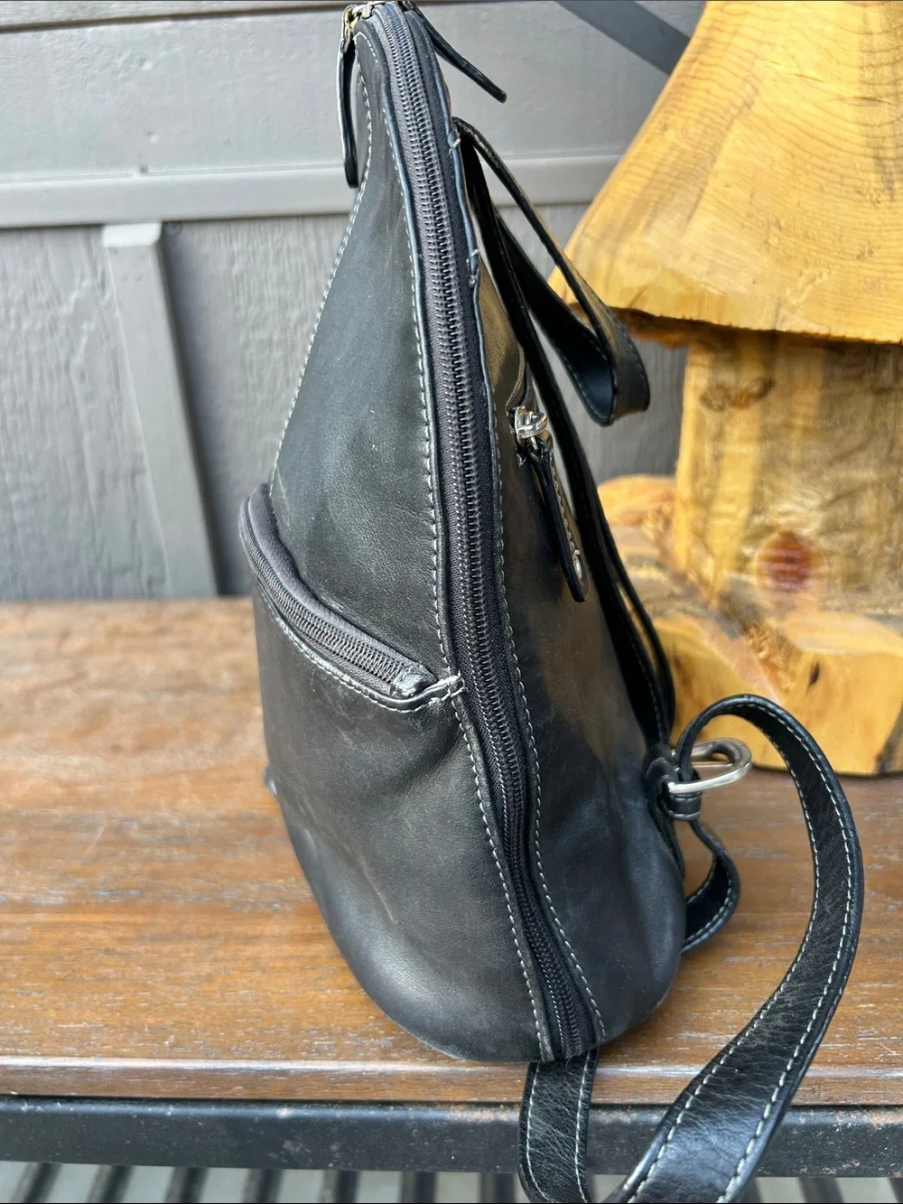 Tignanello Leather Black  Backpack